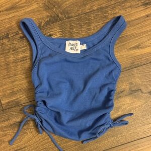 Princess Polly Blue Ribbed Tank